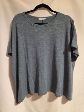 New Zenana Oversized Slub Hacci Boxy Tee - Thyme Green - 32"PTP×25"L